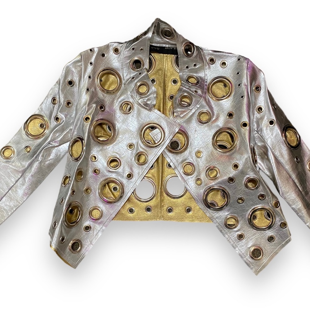 Pleather Silver Grommet Jacket